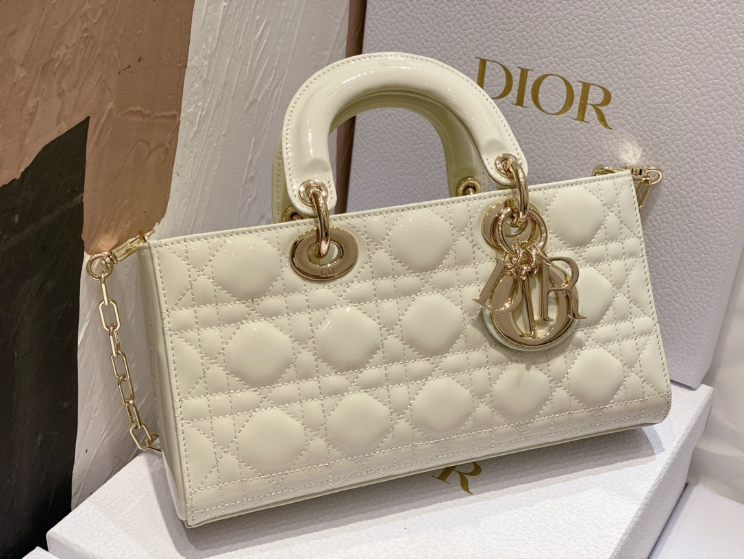 D*or small lady d-joy bag white patent