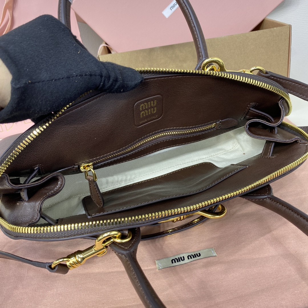 Miu Miu Aventure nappa leather top-handle bag 17x33x11cm