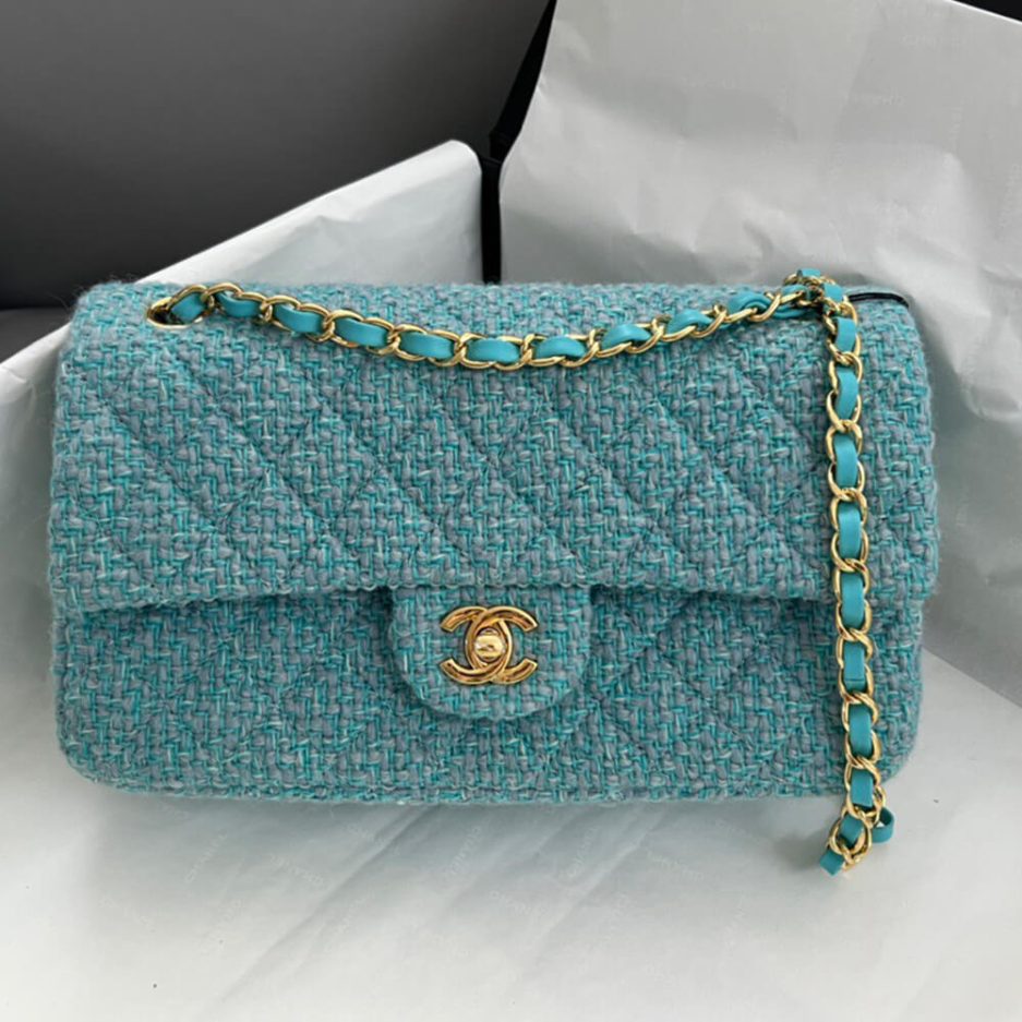 Ch*el tweed medium classic flap bag