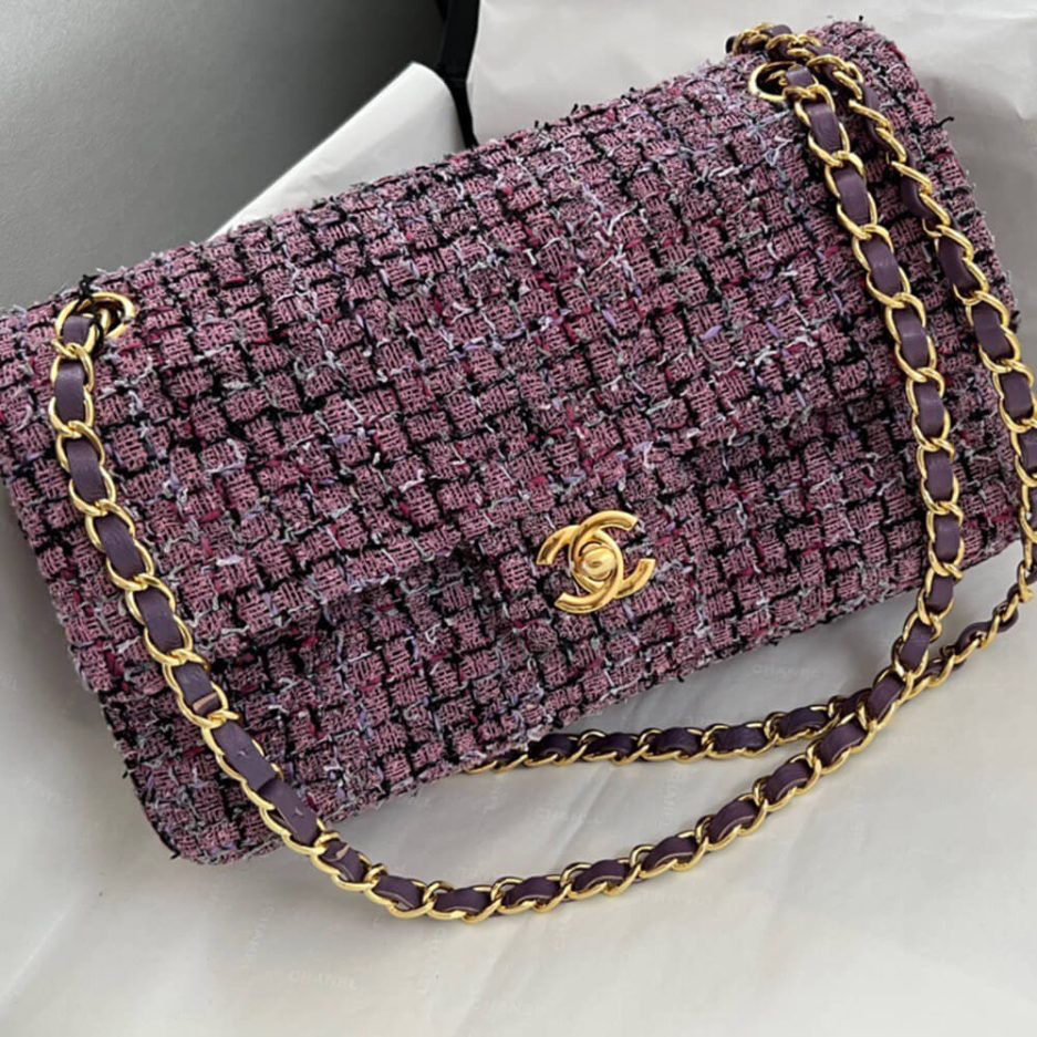 Ch*el tweed medium classic flap bag