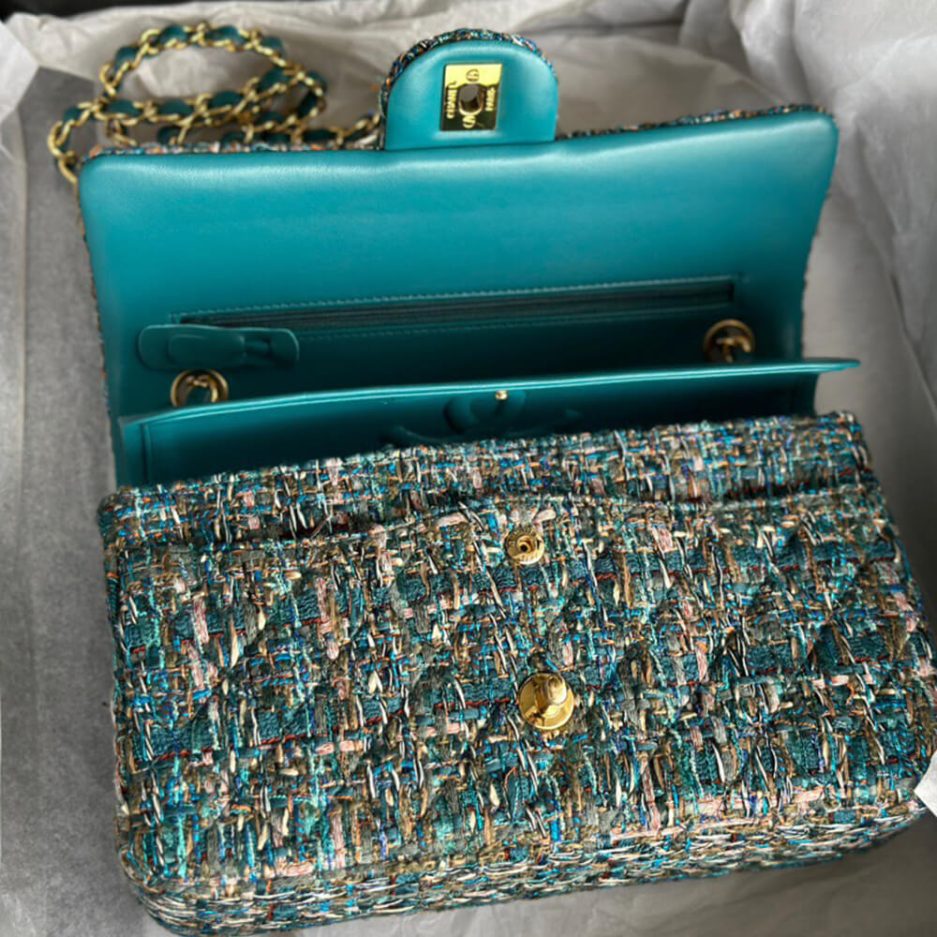 Ch*el tweed medium classic flap bag