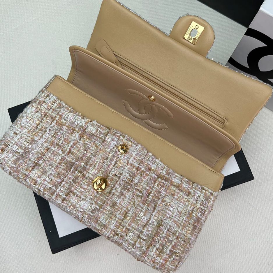 Ch*el tweed medium classic flap bag