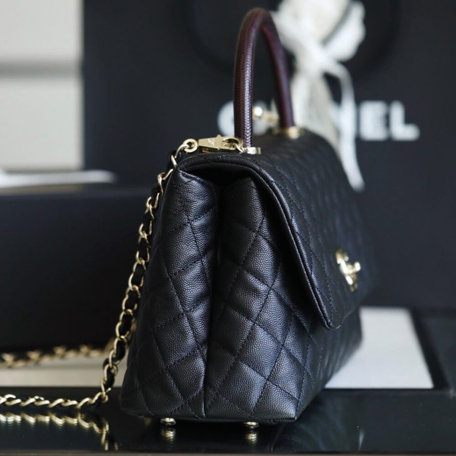 Ch*el large flap bag with top handle(high-end grade)