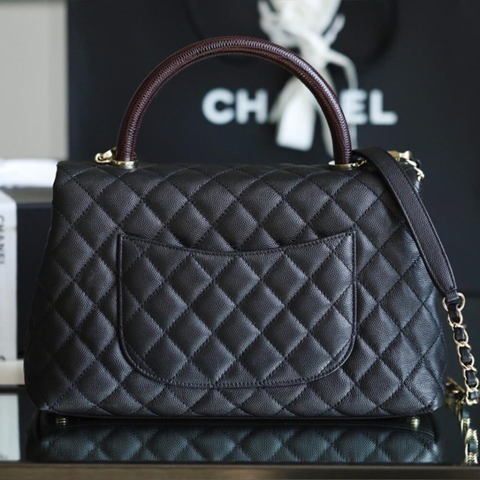 Ch*el large flap bag with top handle(high-end grade)