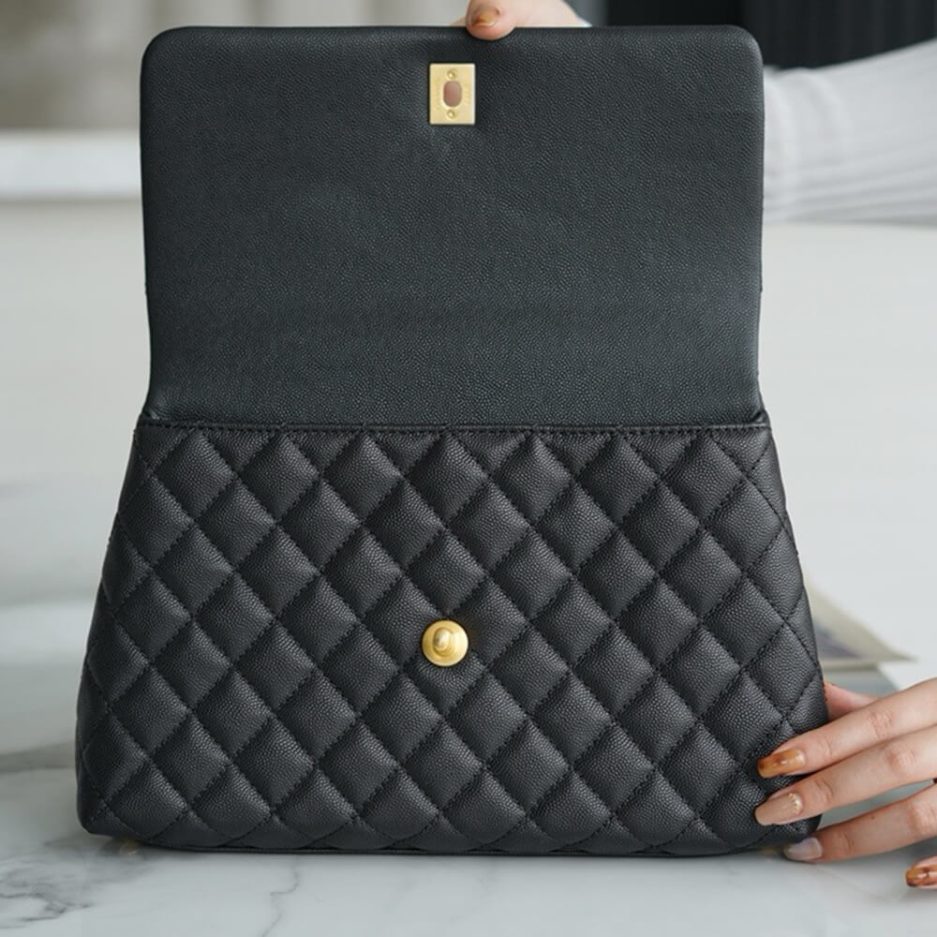 Ch*el large flap bag with top handle(high-end grade)
