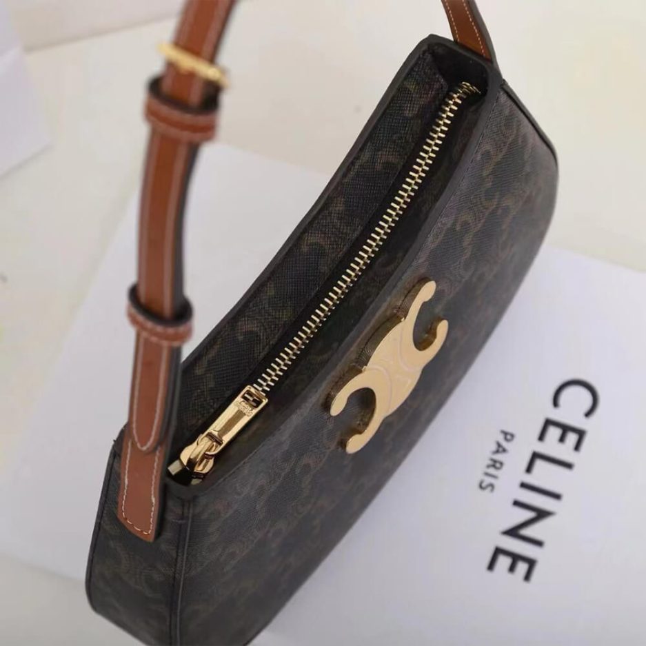 Ce**e medium tilly bag in triomphe canvas and calfskin