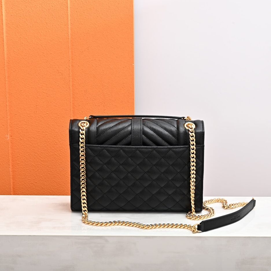 YSL ENVELOPE MEDIUM IN QUILTED GRAIN DE POUDRE EMBOSSED LEATHER